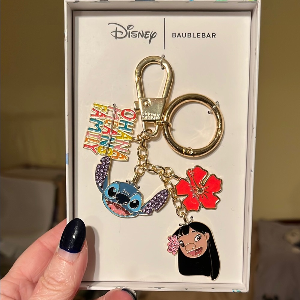 BaubleBar Lilo and Stitch Disney Ohana Keychain NIB